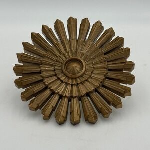 Vintage Syroco Wood Sunburst Wall Plaque Gold Mid Century Modern 5458 USA 6in